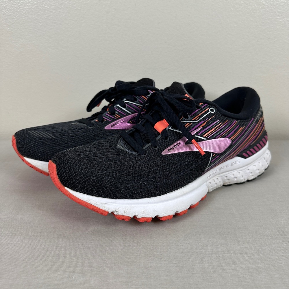 Brooks Women's 9 Adrenaline GTS 19 Black Purple Coral Running Shoes Workout